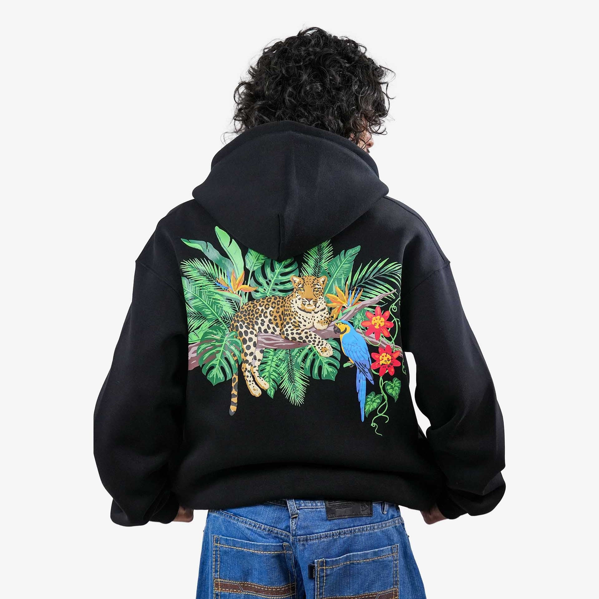 Khaaki Oversized Zipper Hoodie Black - Nature's Royalty