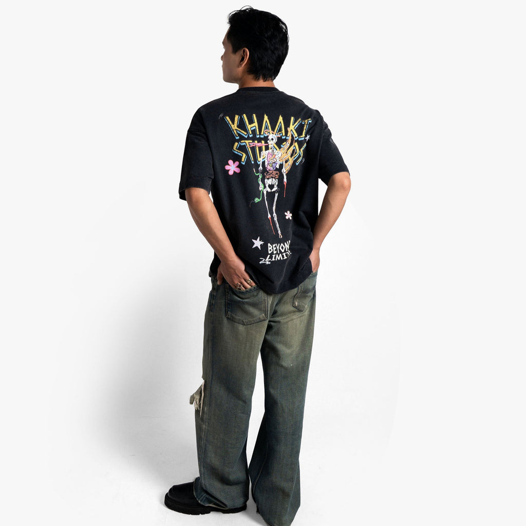 Khaaki Oversized T-shirt Black Faded - Khaaki Studios