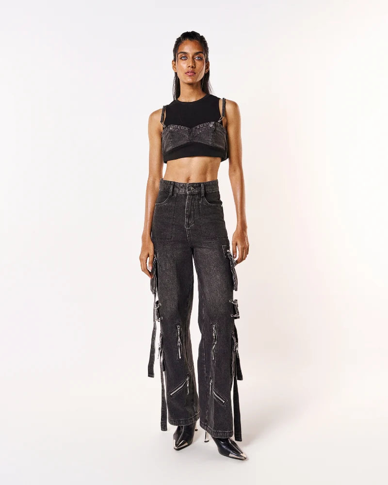 Volfsbane Nightfall Pullover Crop Top - Black
