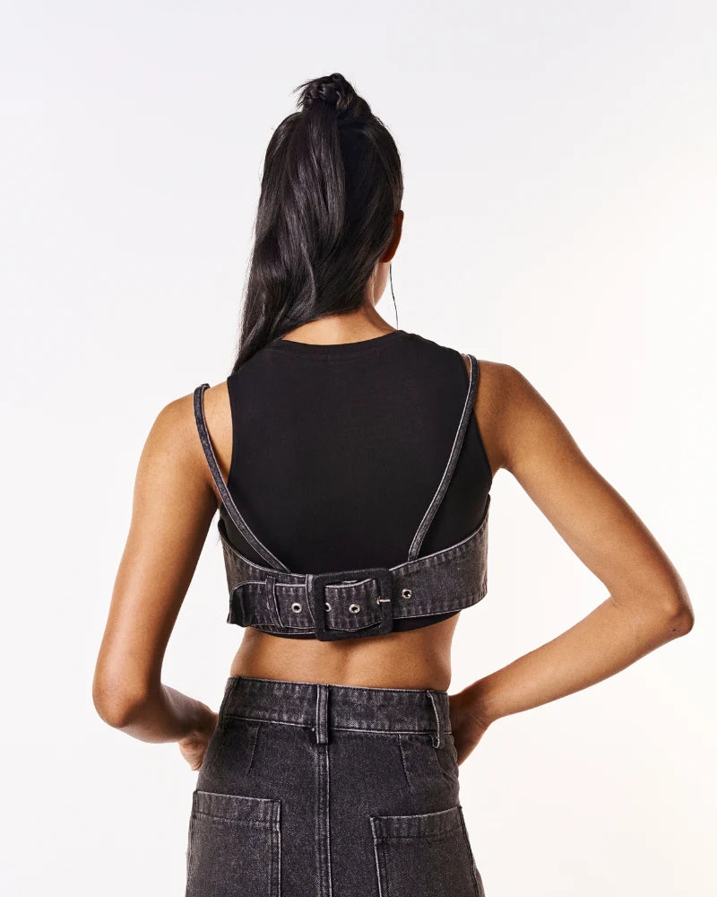 Volfsbane Nightfall Pullover Crop Top - Black