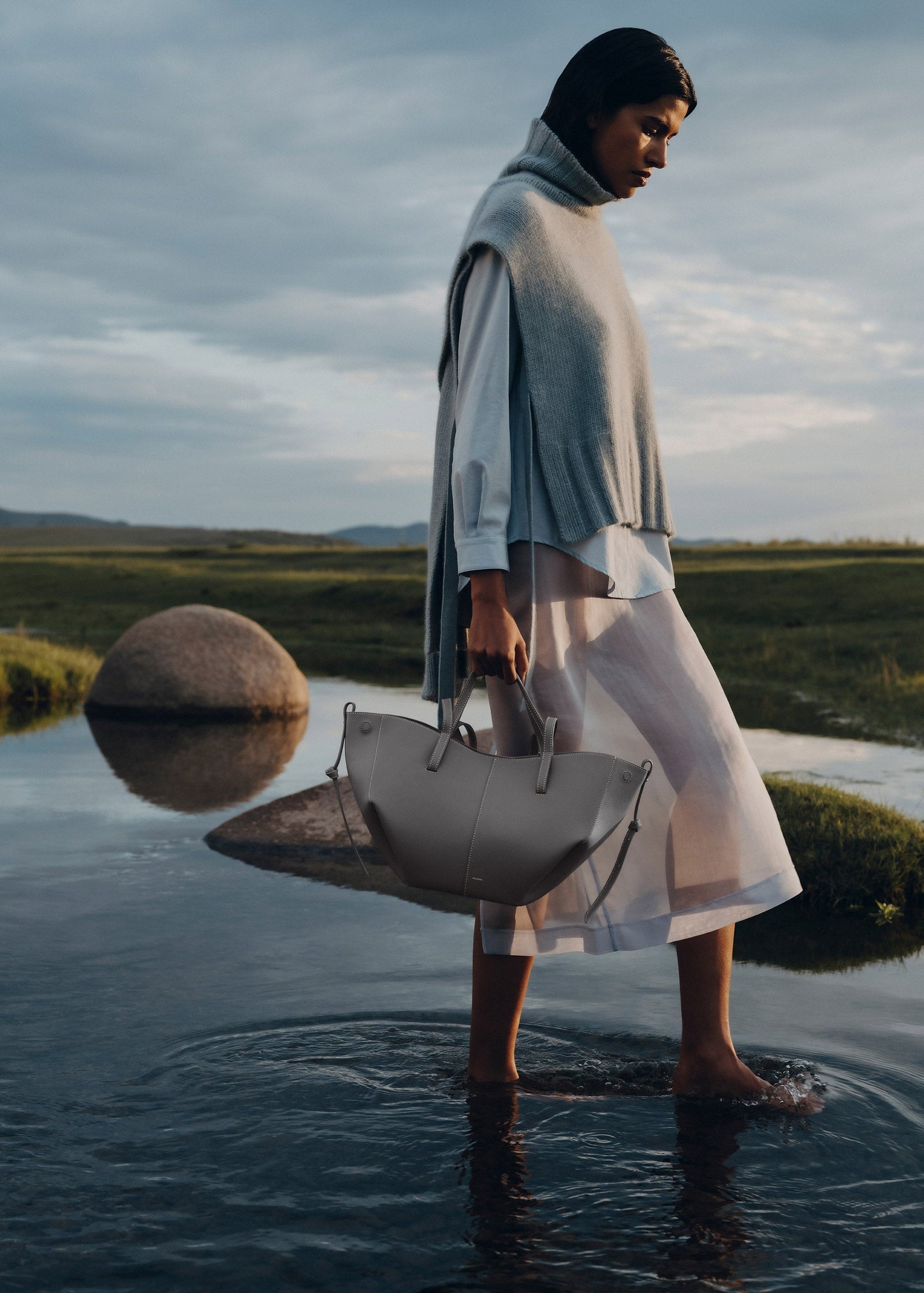 Polene Cyme Mini Edition Textured Bag - Stone