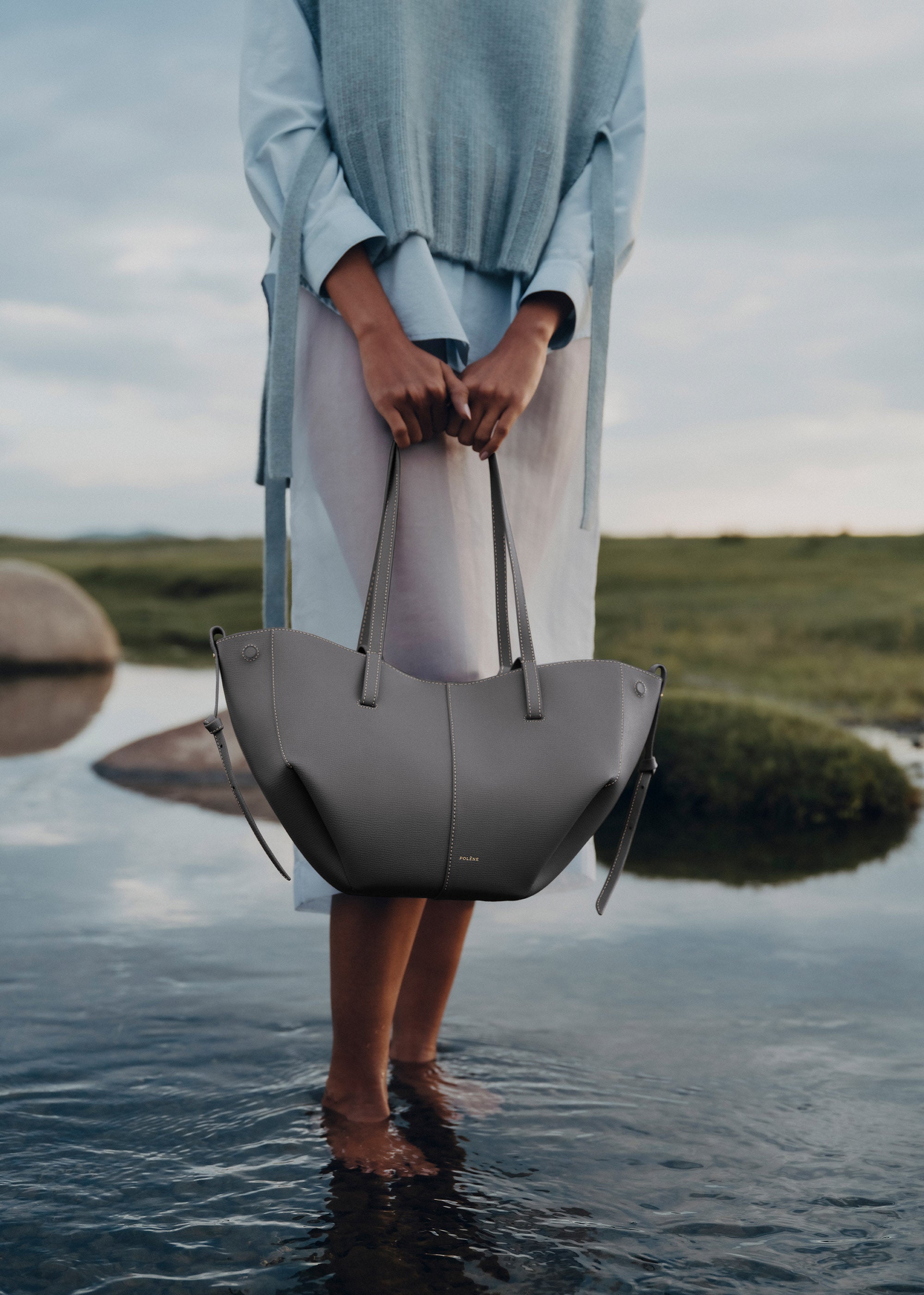 Polene Cyme Mini Edition Textured Bag - Stone