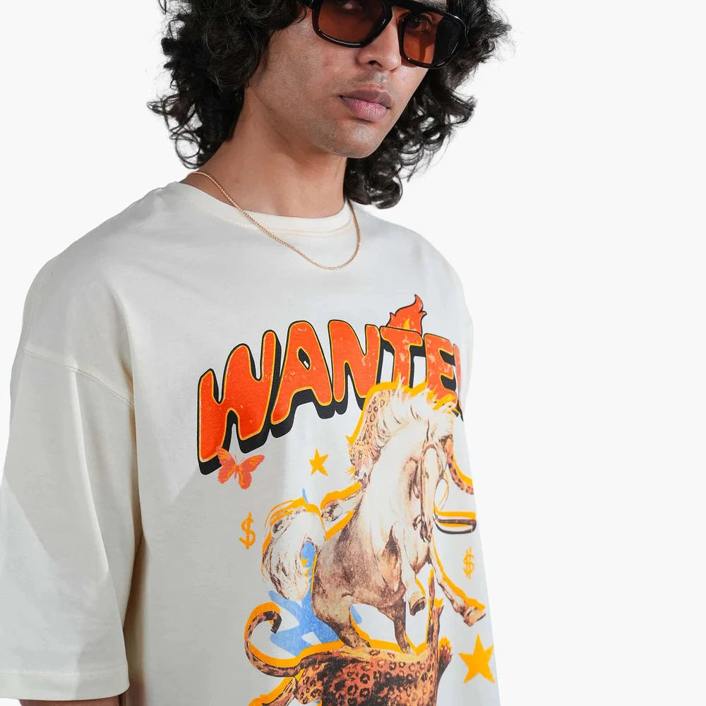 Khaaki Oversized T-Shirt Off-White - The Wild West
