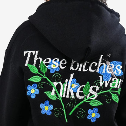 Khaaki  Oversized Zipper Hoodie Black - Bitch's Desire