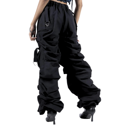 Back view of Farda Black Braggy Cargo Pant