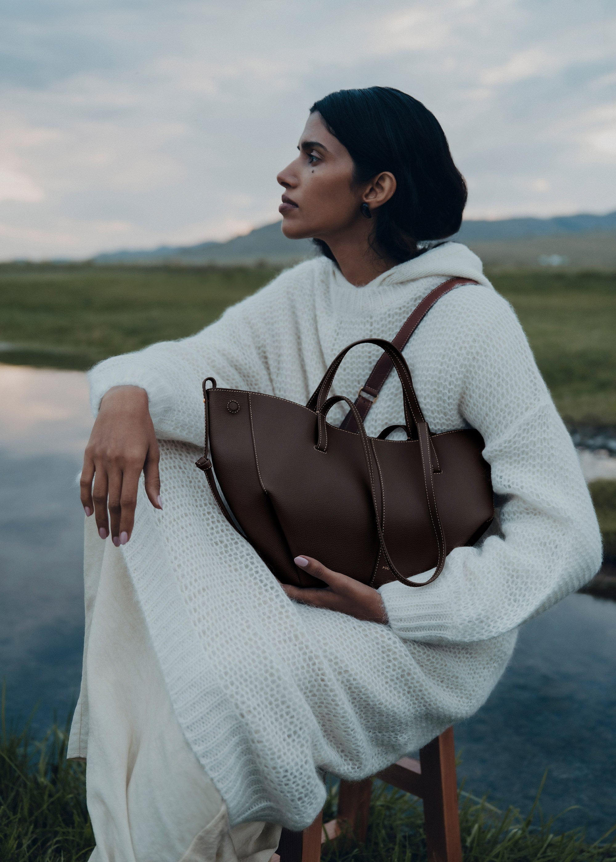 Polene Cyme Mini Edition Textured Bag - Ebony