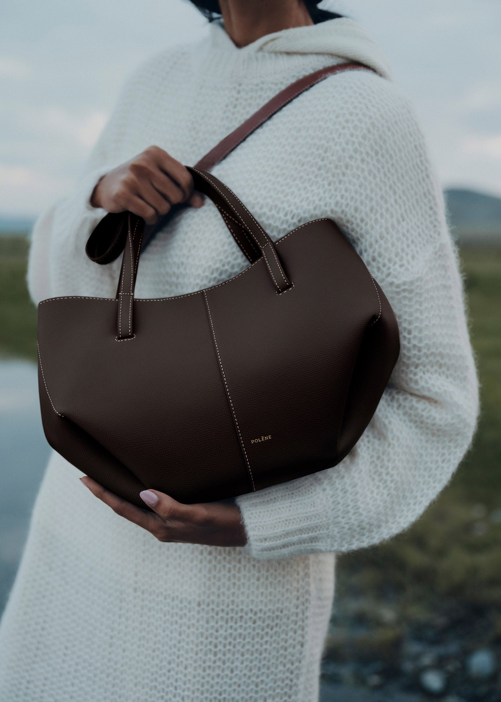 Polene Cyme Mini Edition Textured Bag - Ebony