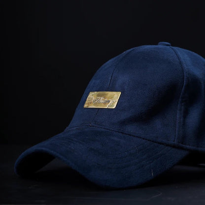 Navy Blue Suede Cap