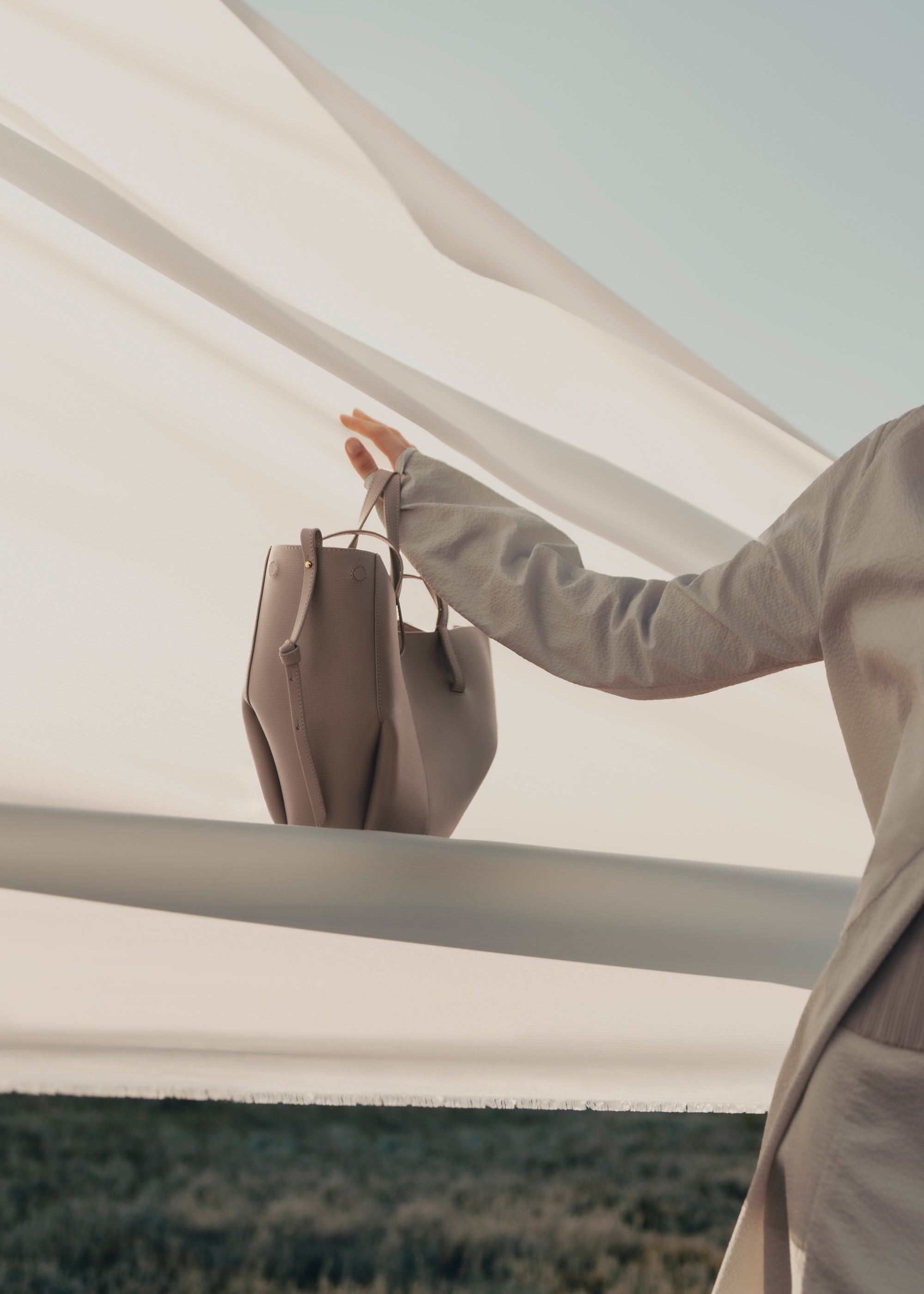 Polene Cyme Mini Edition Textured Bag - Taupe