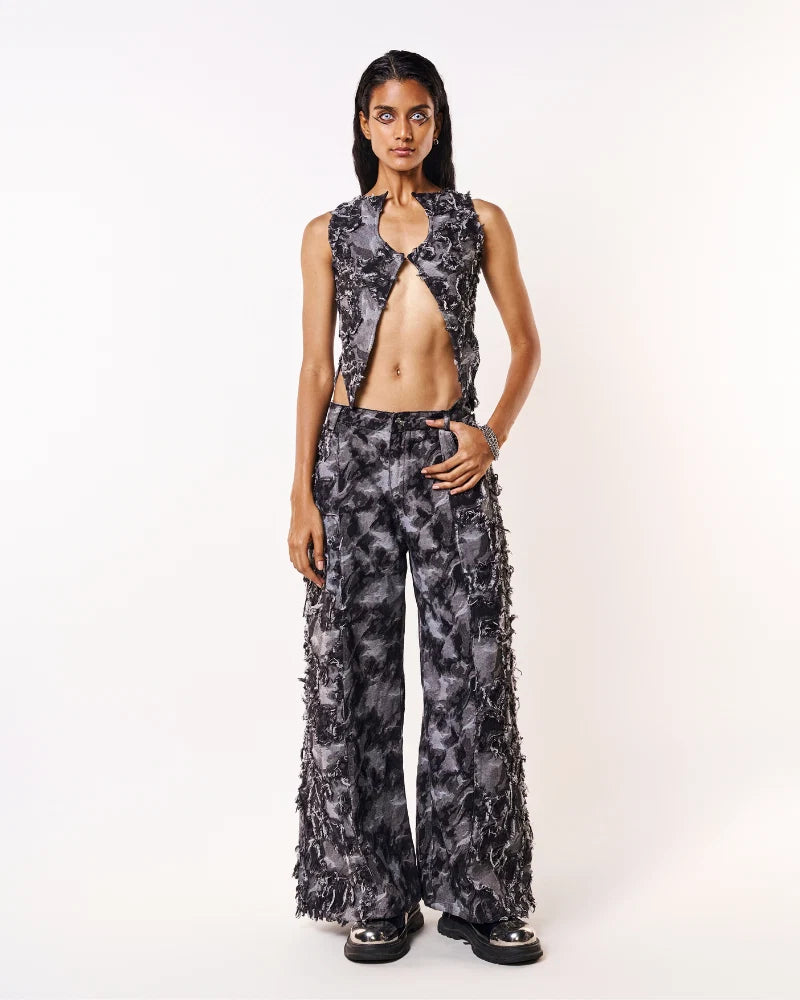 Volfsbane Phases Of Moon Raw Denim Oversized Jeans