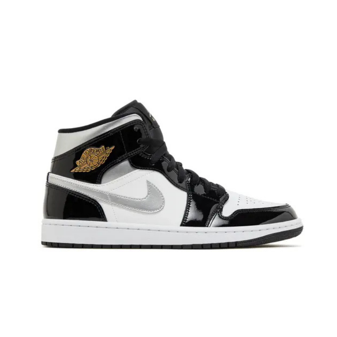 Air Jordan 1 Mid SE Black White Metallic Silver