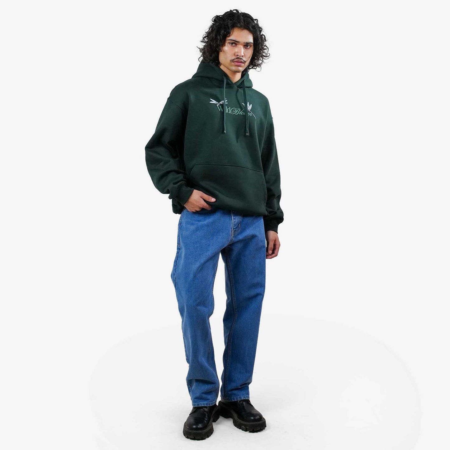 Khaaki Oversized Hoodie Bottle Green - Wild Bloom