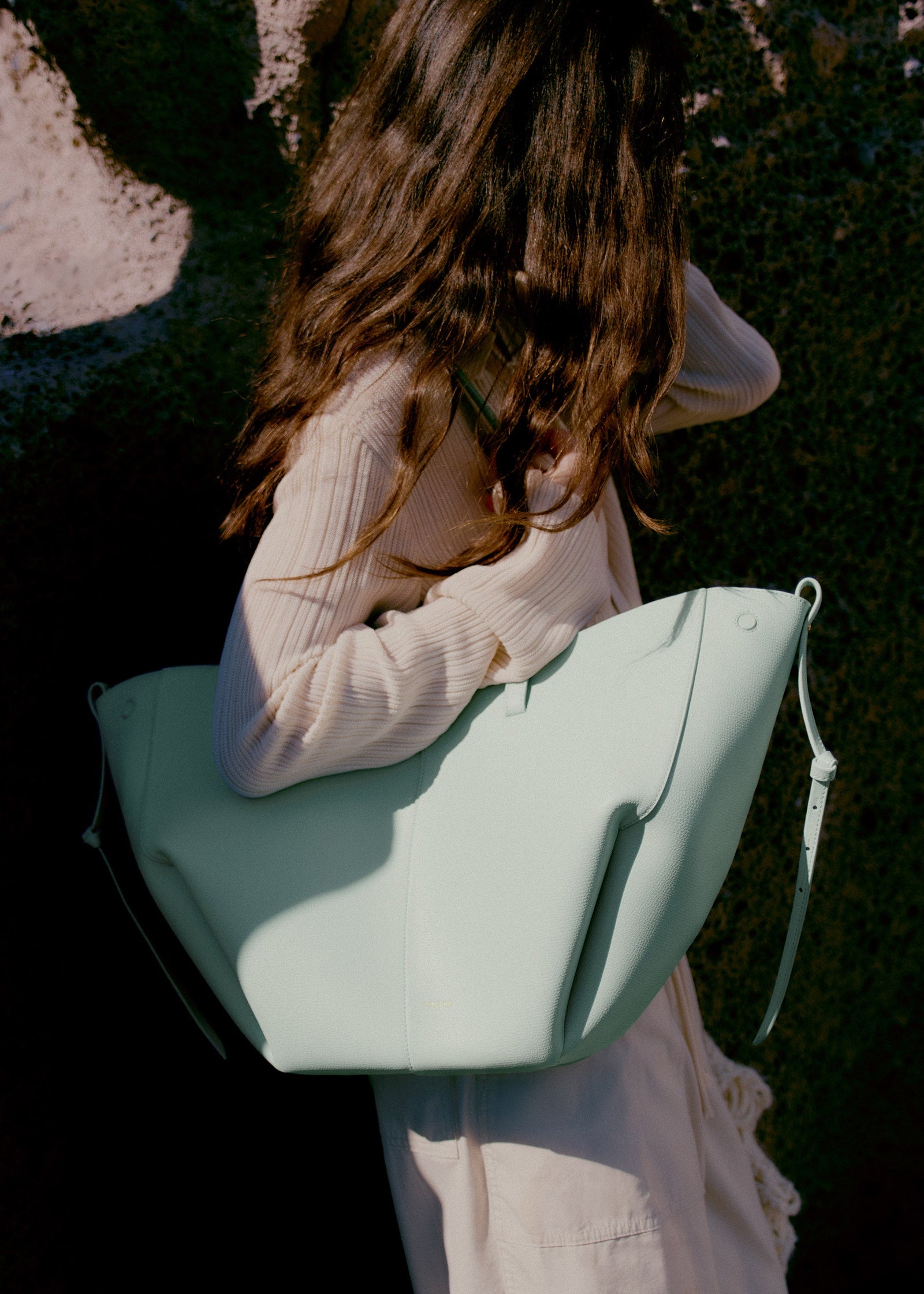 Polene Cyme Edition Textured Bag - Sea Foam