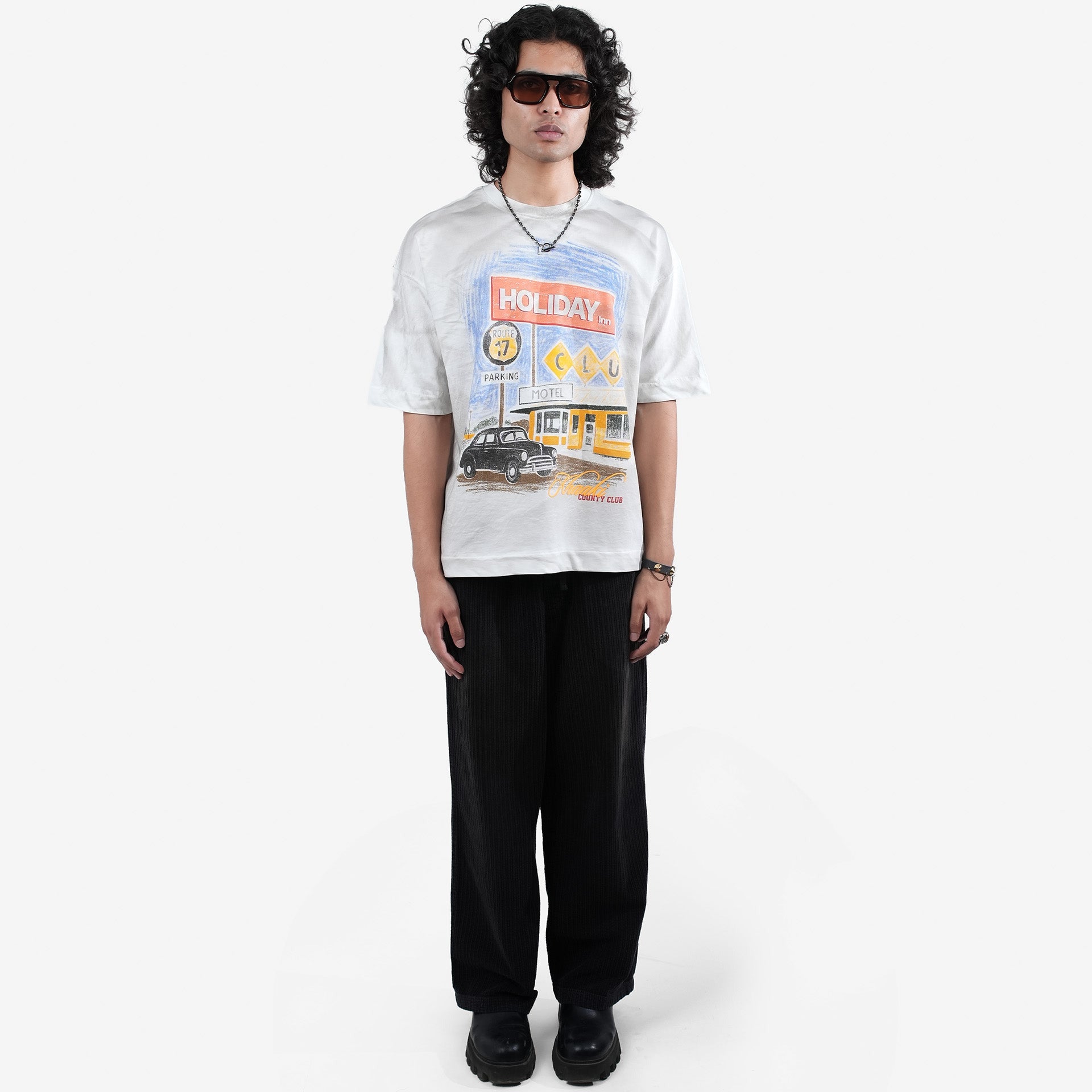 Khaaki Oversized T-Shirt Vintage Washed- The Holiday Inn