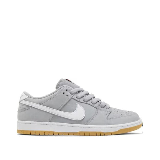 side view of Nike Dunk Low Pro ISO SB 'Wolf Grey Gum'; right pair