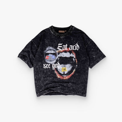 Khaaki Oversized T-shirt Black Washed - Eat Acid