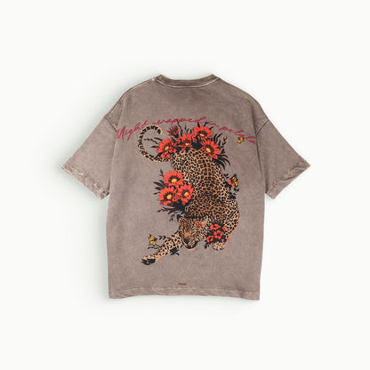 Khaaki Oversized T-shirt Beige Washed - Graceful Might