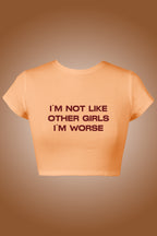LYVN 'Not Like Other Girls' Crop Top - Orange