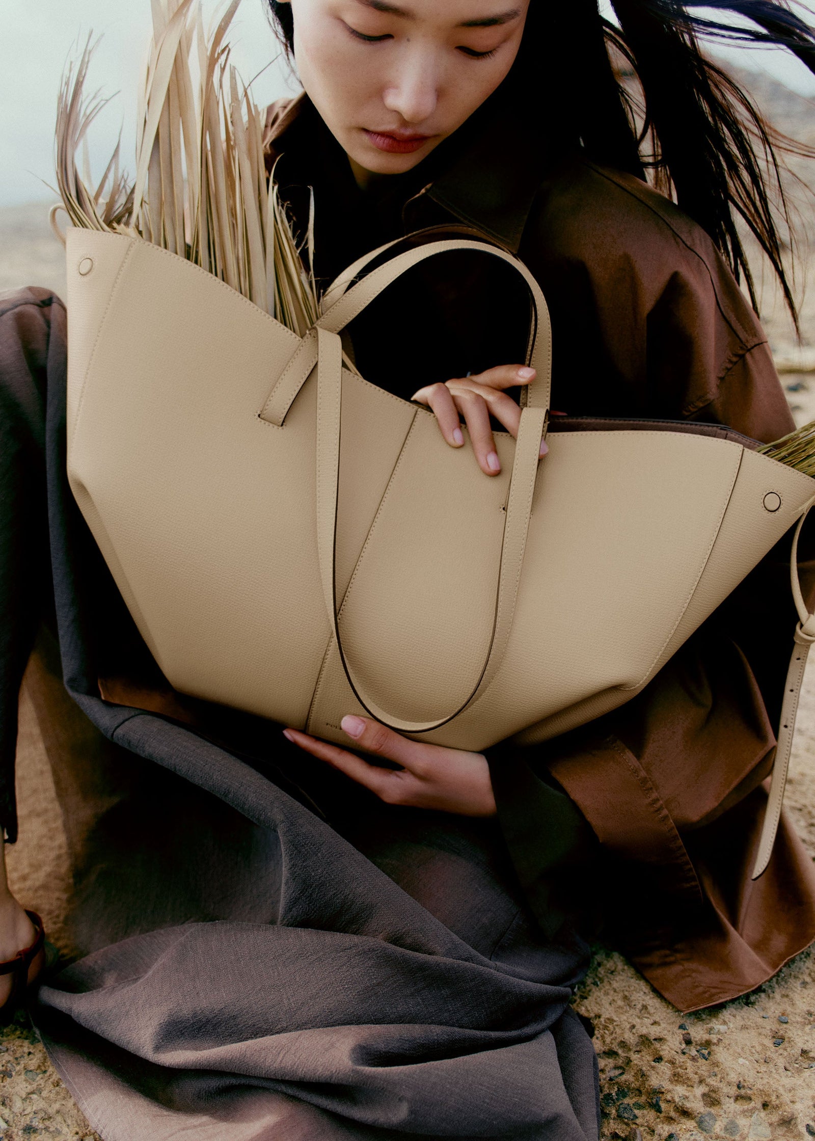 Polene Cyme Edition Textured Bag - Sand