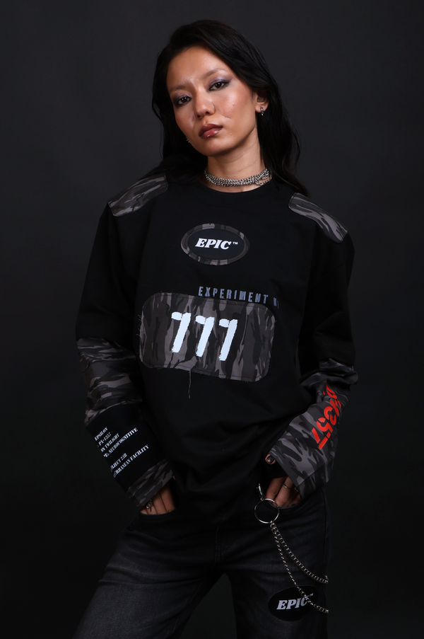 EPIC Oversize Black Full Sleeve T-shirt '777' - reference