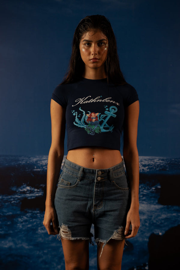 Kathnbenz Navy Blue Croptop - The Oath's Waves