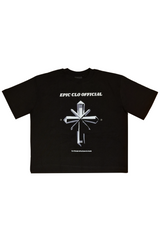 Oversize Black T-shirt 'Cross'