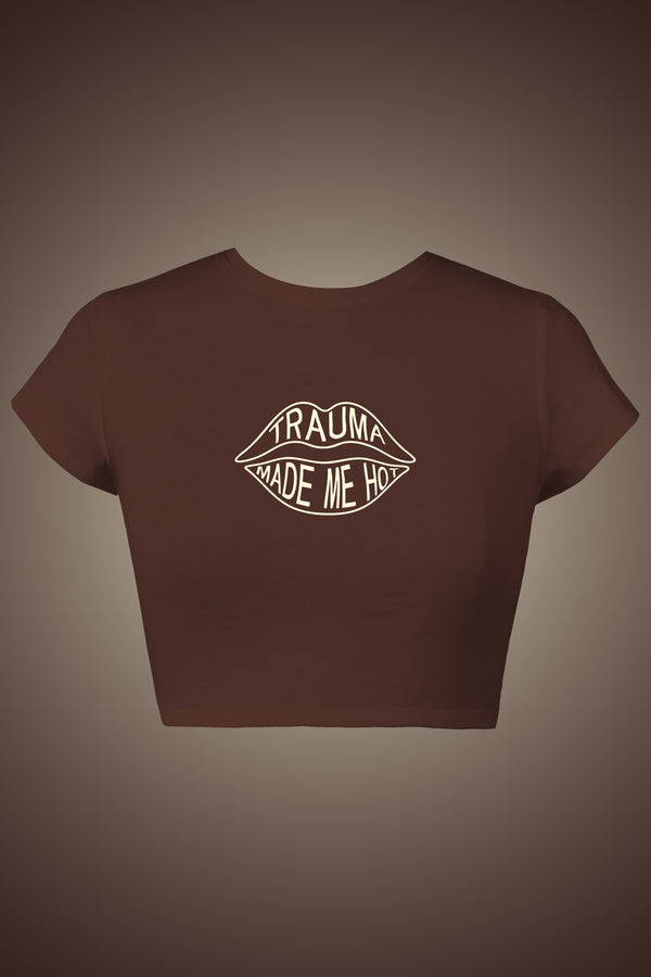 LYVN 'Trauma' Crop Top - Brown - reference