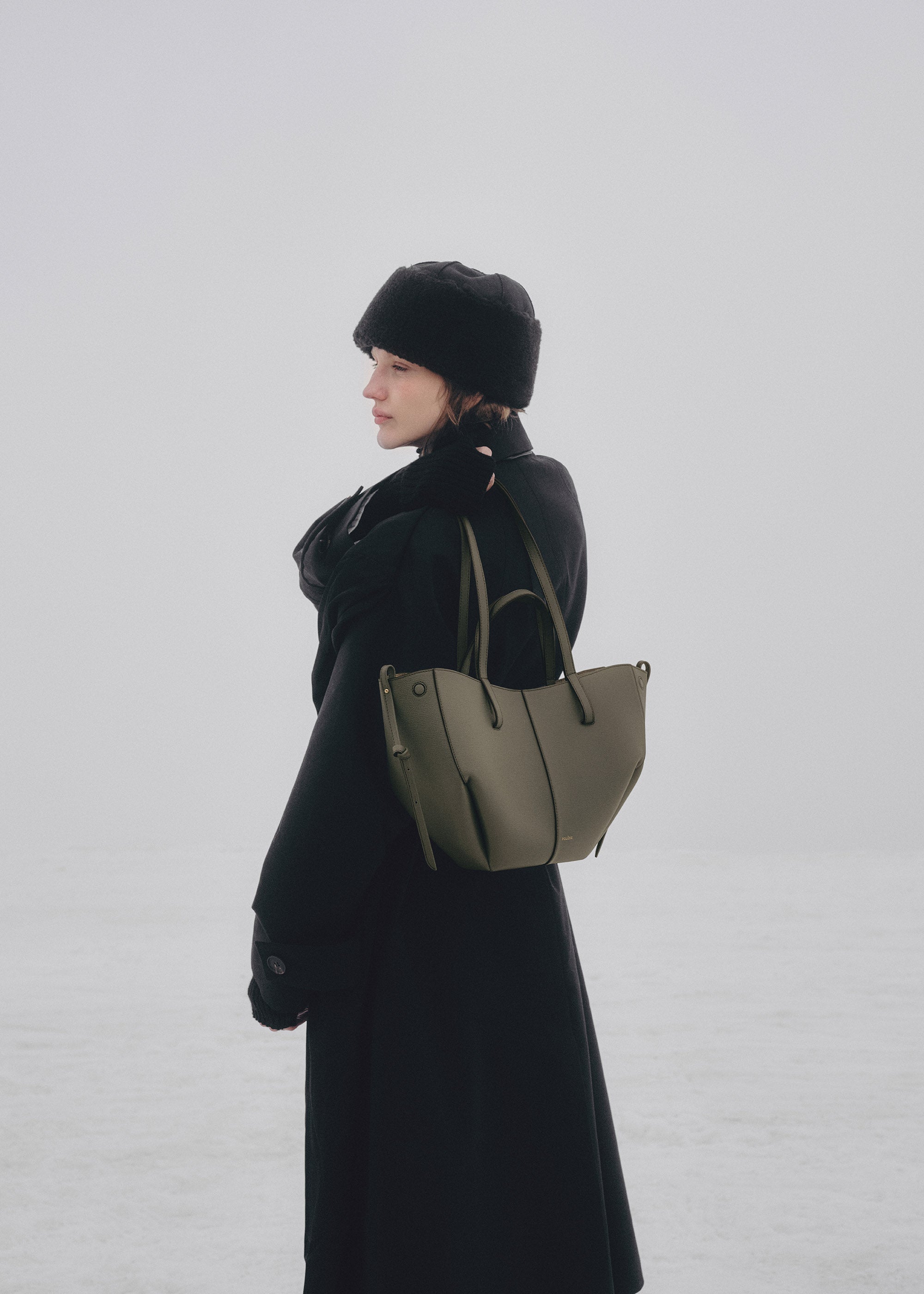 Polene Cyme Mini Edition Textured Bag - Smoky Green