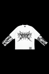 Oversize White Full Sleeve T-shirt 'Crown'