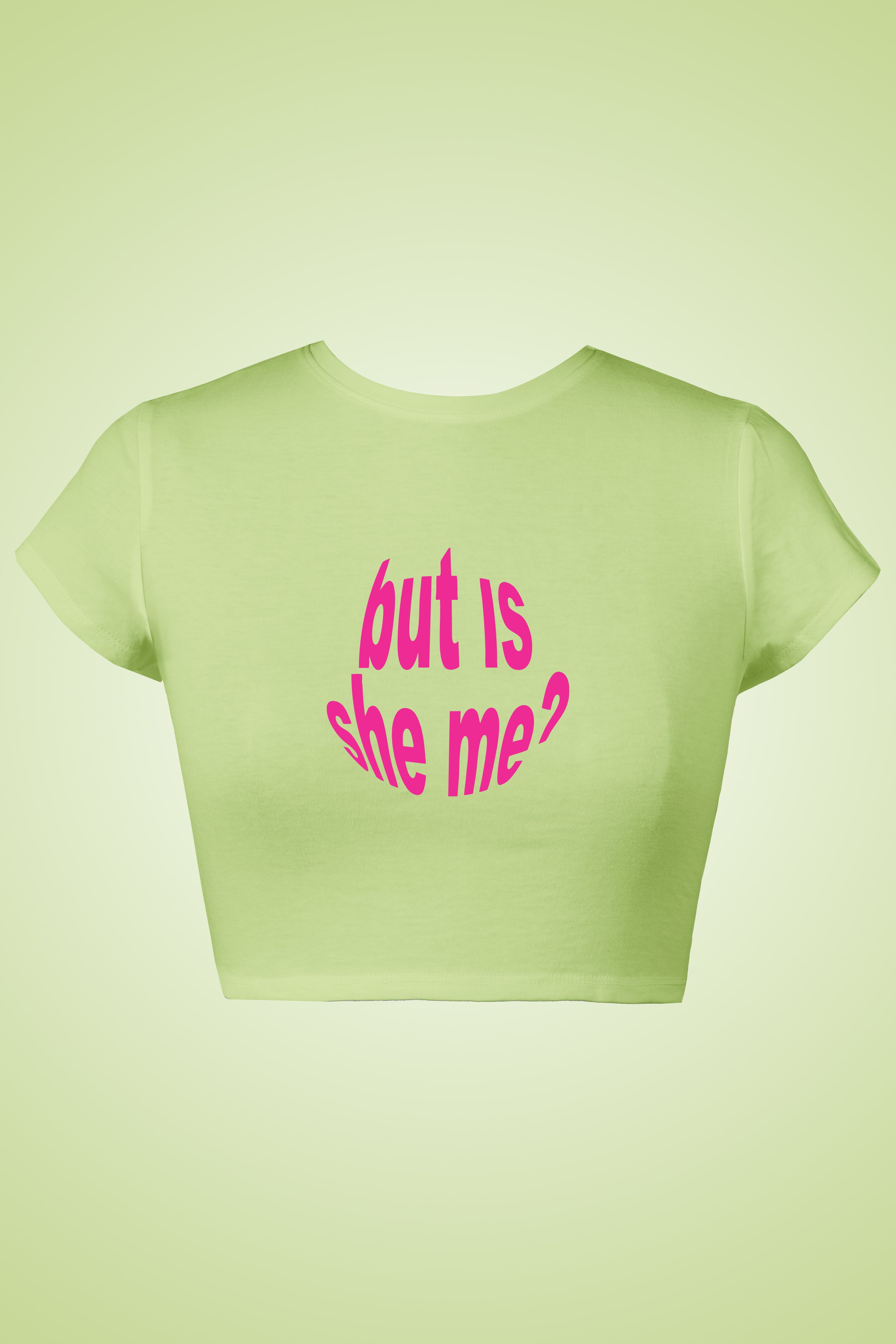 LYVN 'But Is She Me?' Crop Top - Green