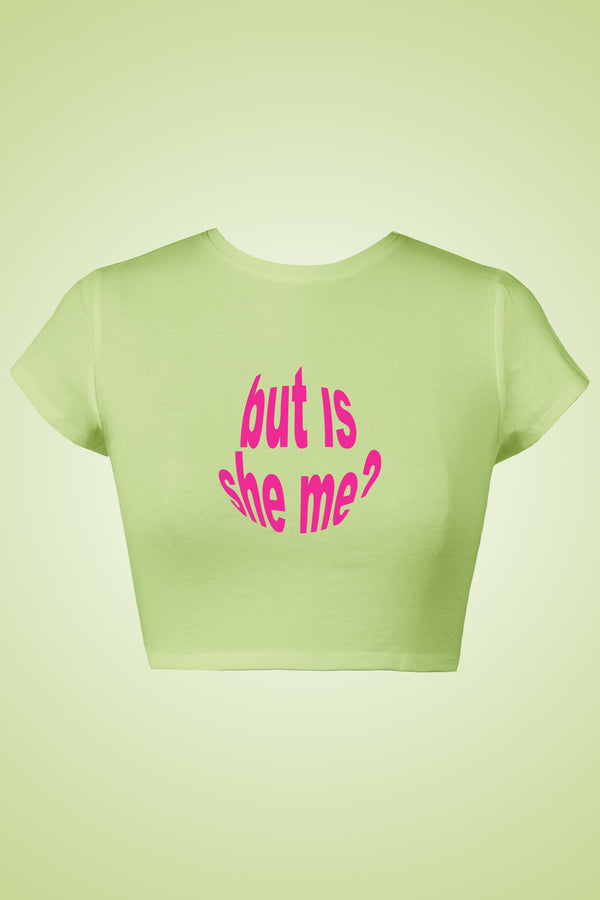 LYVN 'But Is She Me?' Crop Top - Green - reference