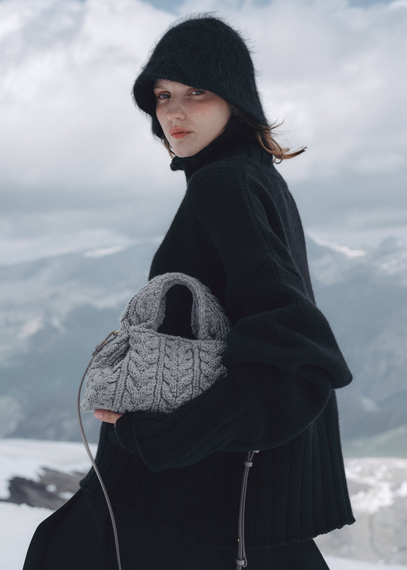Polene Numero Neuf Mini Merino Bag - Stone