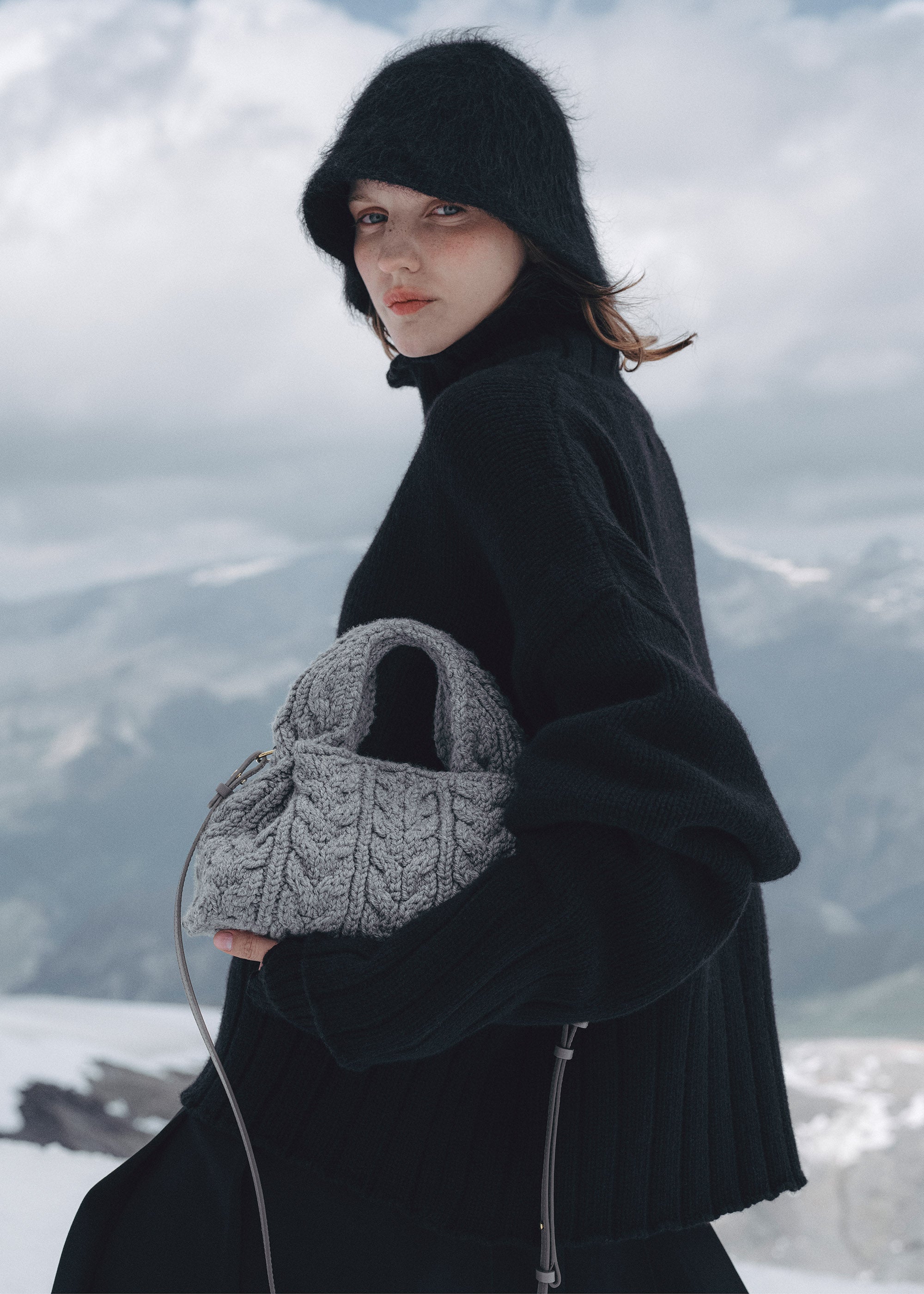 Polene Numero Neuf Mini Merino Bag - Stone