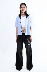 Light Blue Bowling Shirt 'Risk'