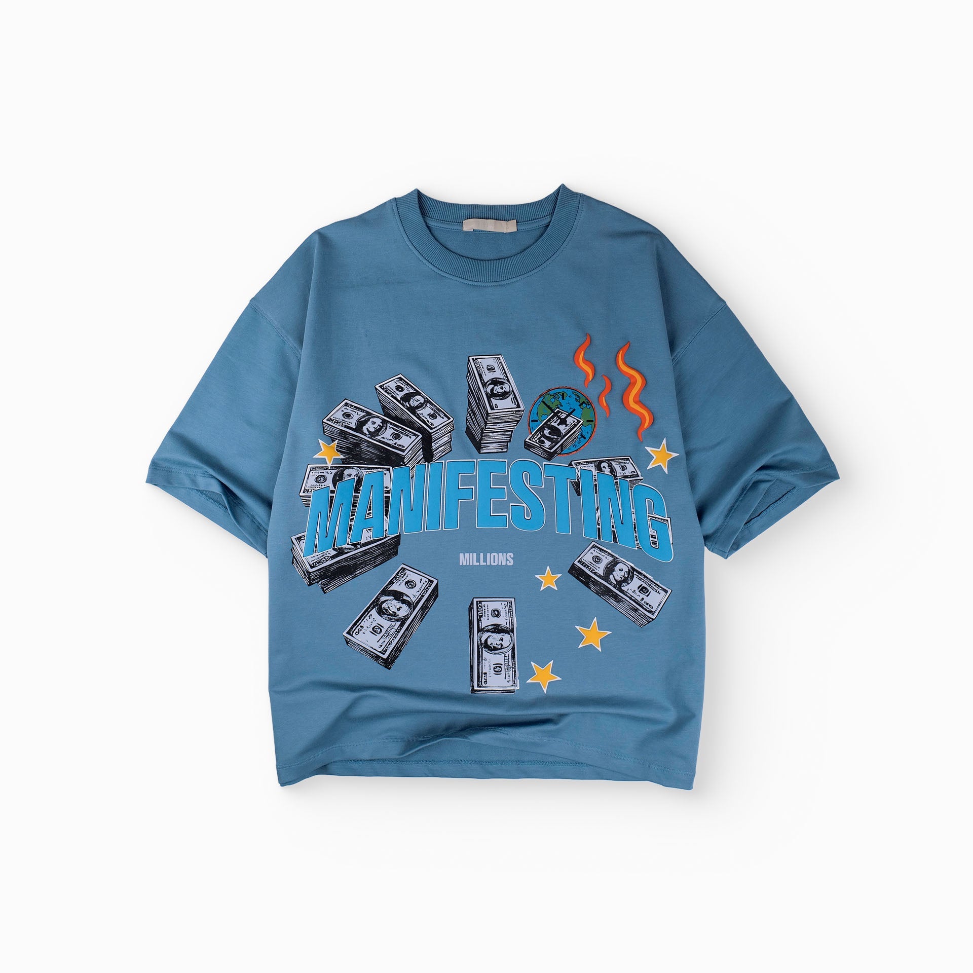 Khaaki Oversized T-Shirt Blue - Manifesting