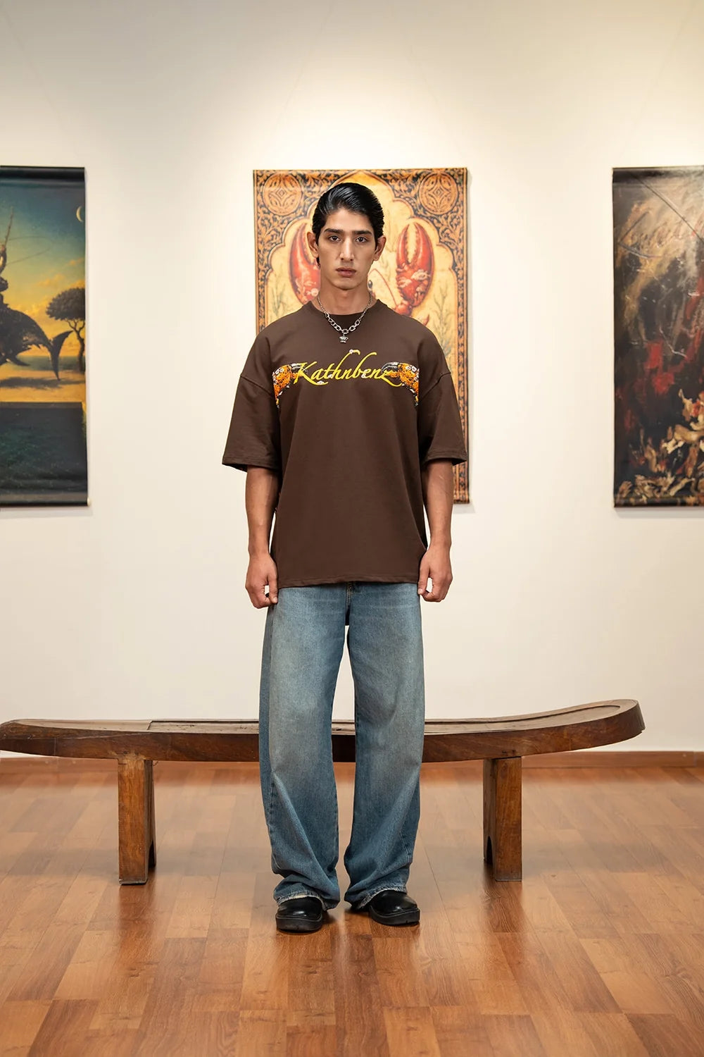 Kathnbenz Oversized Brown T-Shirt - Tiger Claw