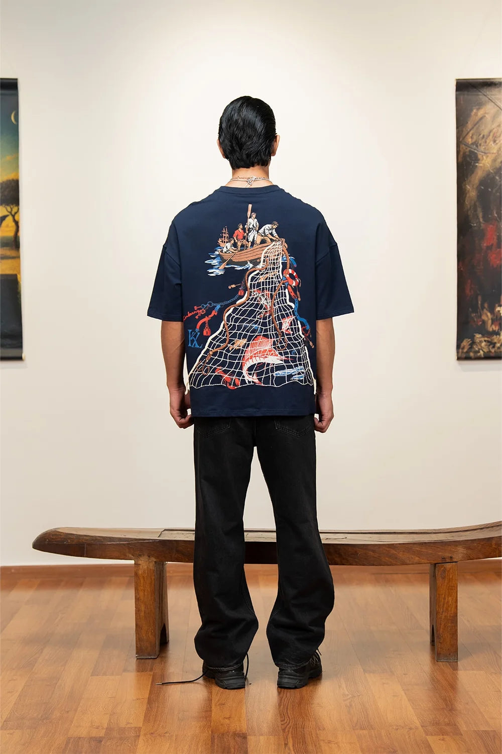 Kathnbenz Oversized Navy Blue T-Shirt - Abyss Finds