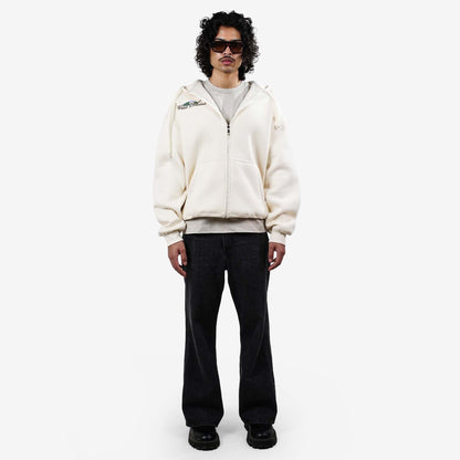 Khaaki Oversized Zipper Hoodie Off-White - Wild Skies