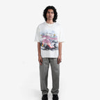 Khaaki Oversized T-Shirt Off-White Flock Printed - The Automobili Club