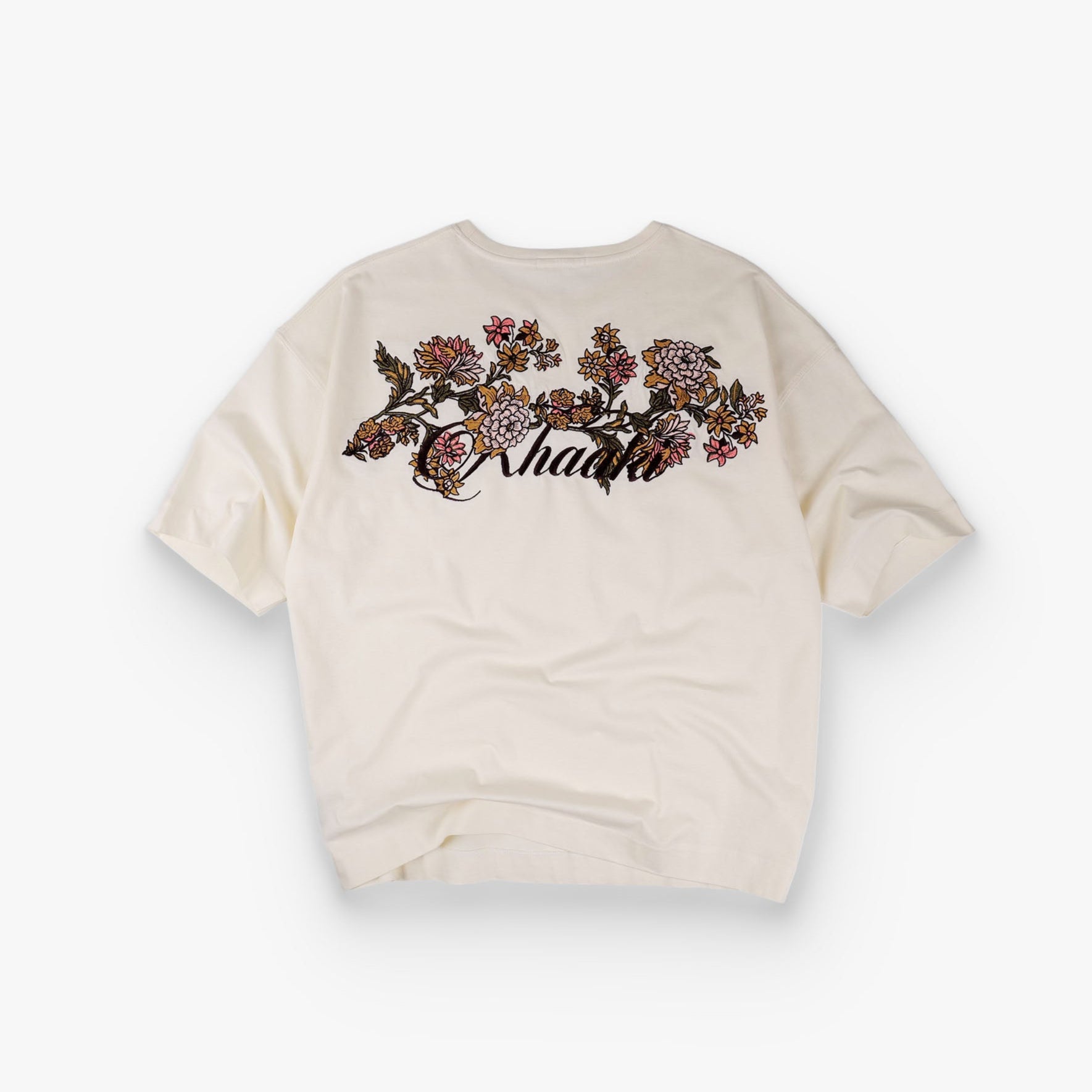 Khaaki Oversized T-shirt Off-White Embroidered - Fall For Me