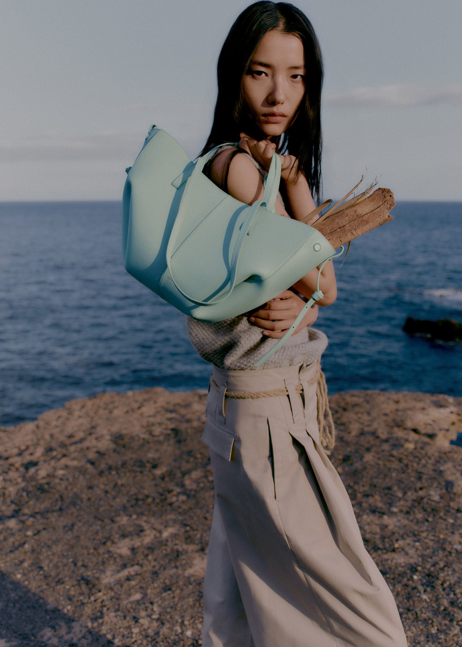 Polene Cyme Mini Edition Textured Bag - Sea Foam