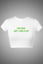 LYVN 'I Cry A Lot' Crop Top - White