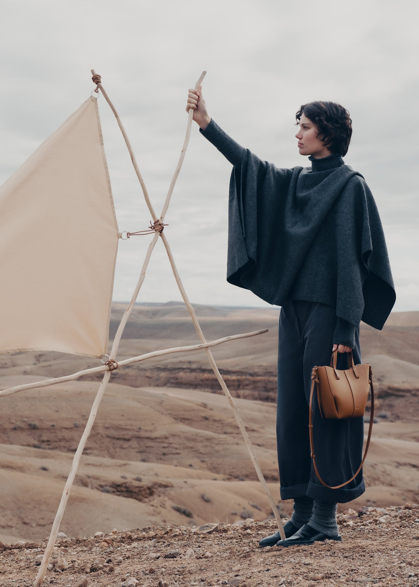 Polene Cyme Tote Nano - Camel