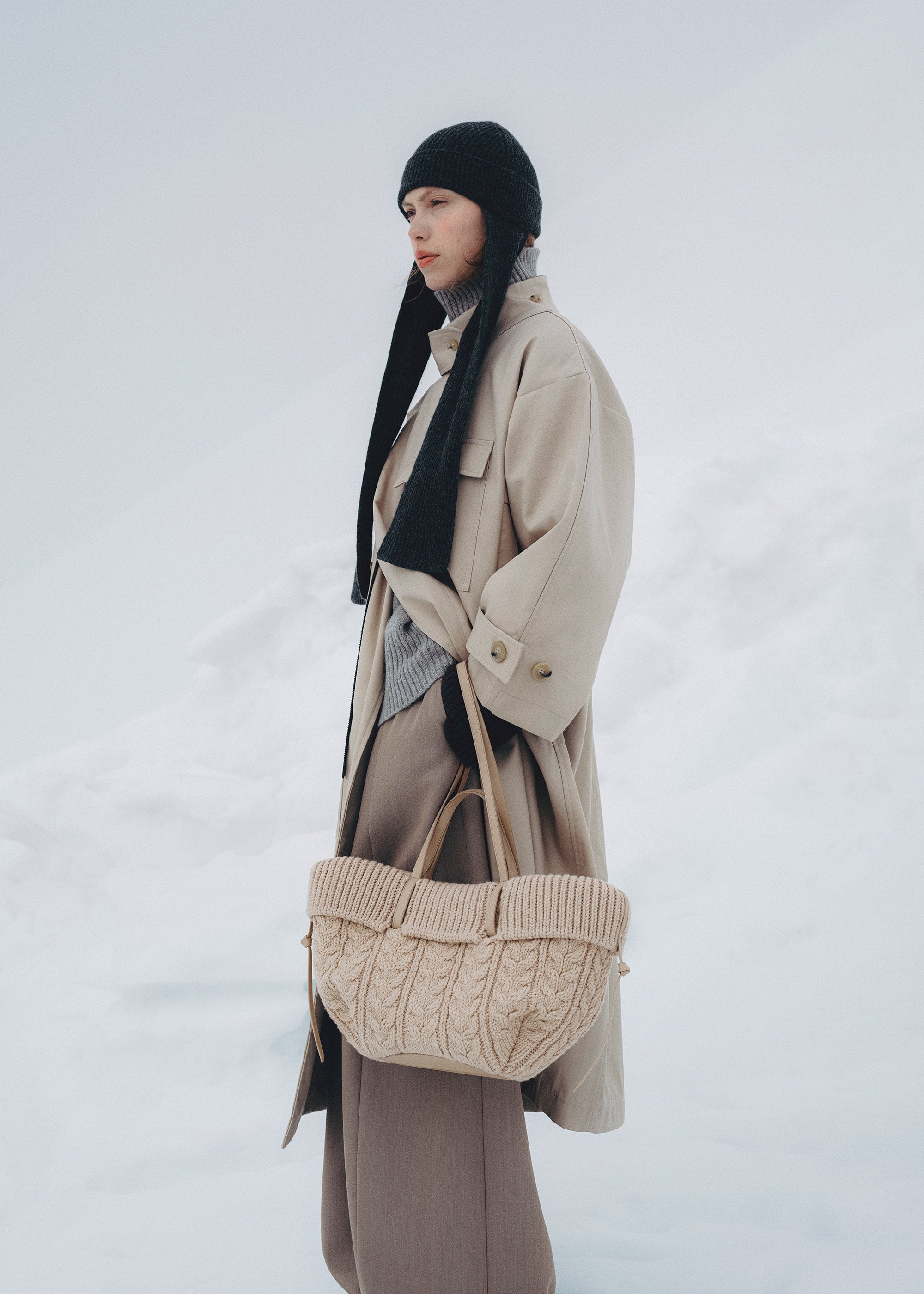 Polene Cyme Mini Edition Merino Bag - Ecru