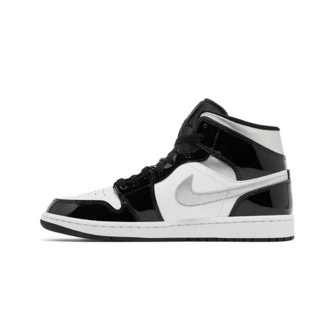 Air Jordan 1 Mid SE Black White Metallic Silver