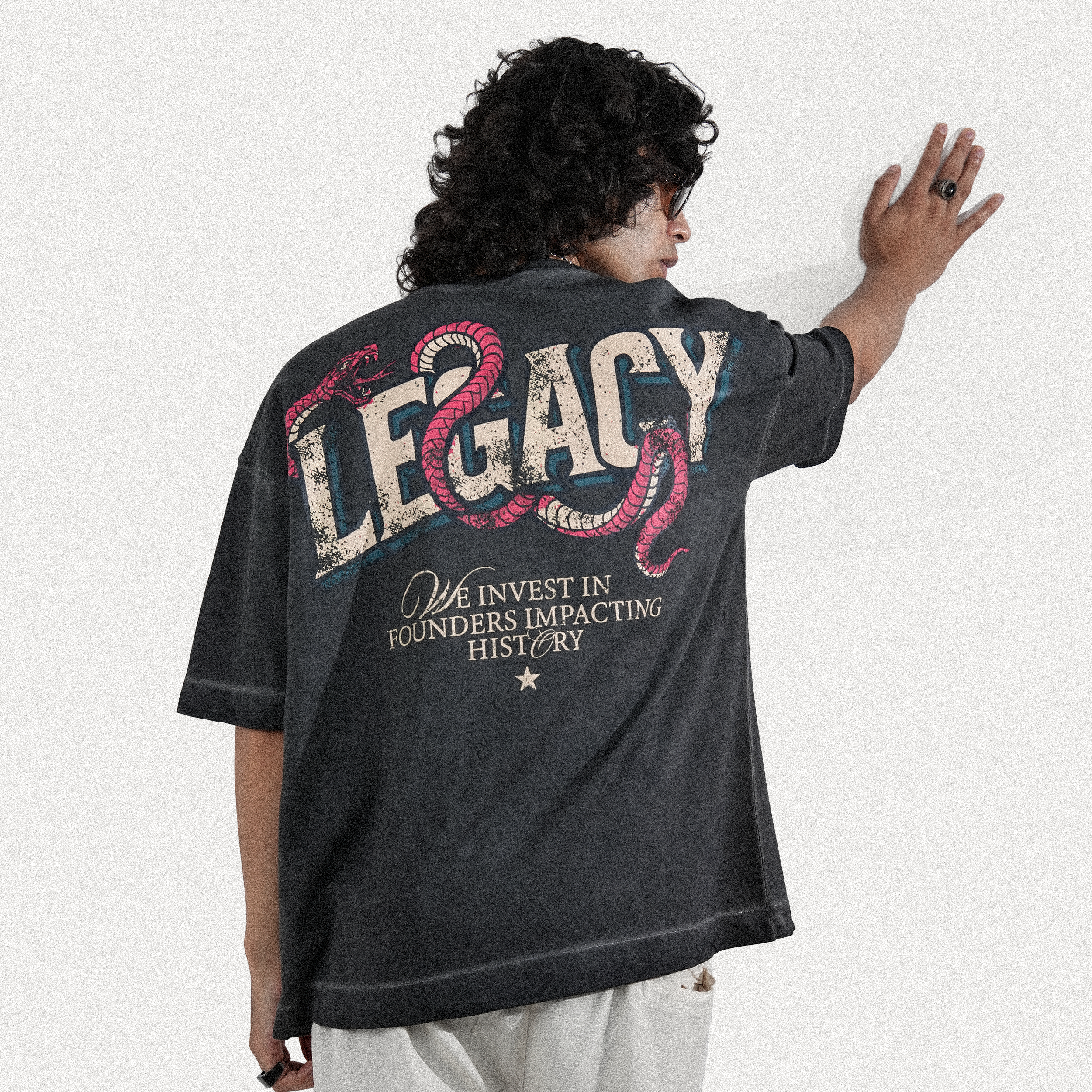 Khaaki Oversized T-Shirt Black Pigment Washed - Legacy