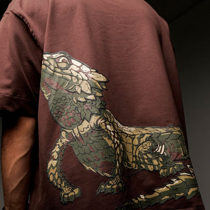 Khaaki Oversized T Shirt - Lizard