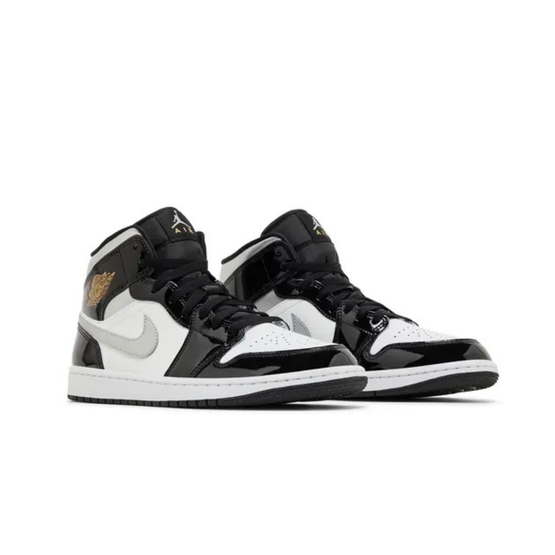 Air Jordan 1 Mid SE Black White Metallic Silver