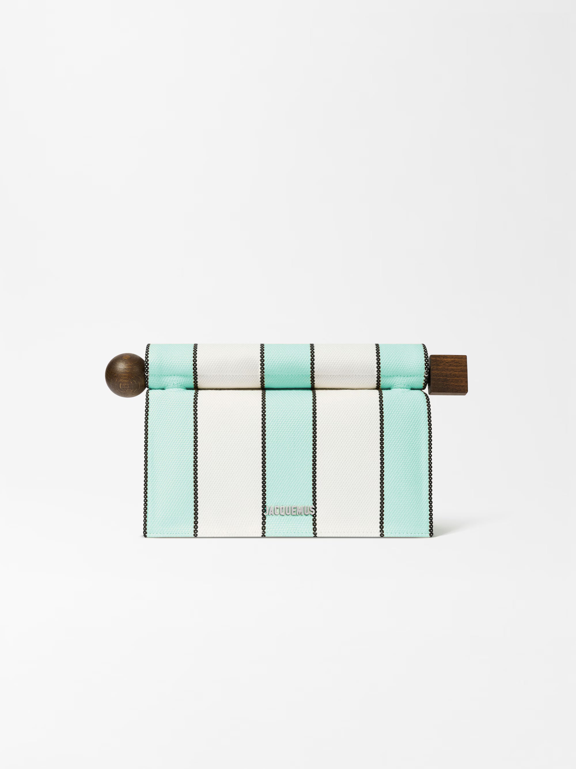 Jacquemus The Rond Carré Clutch Bag - Print Stripes White / Mint