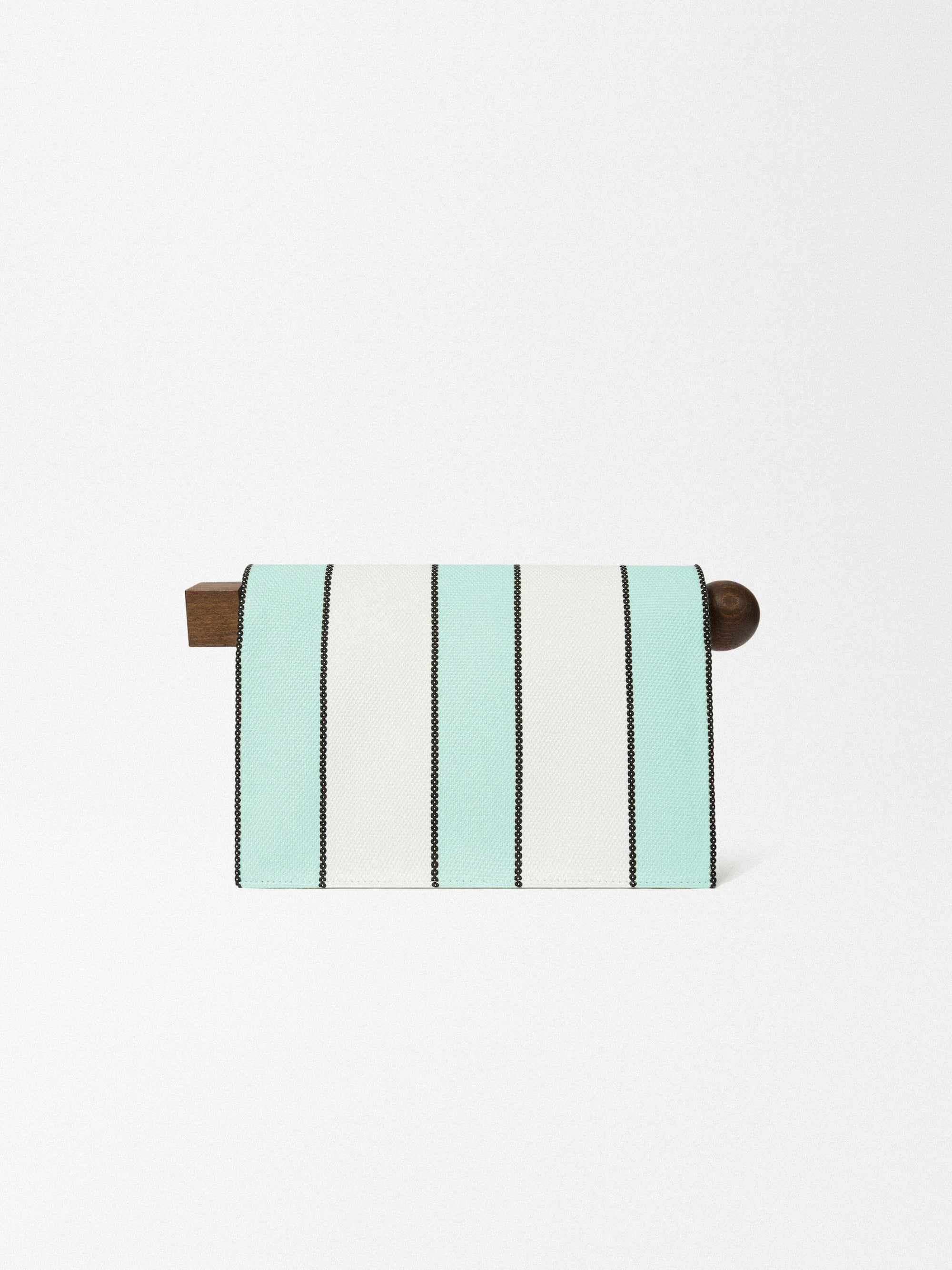 Jacquemus The Rond Carré Clutch Bag - Print Stripes White / Mint